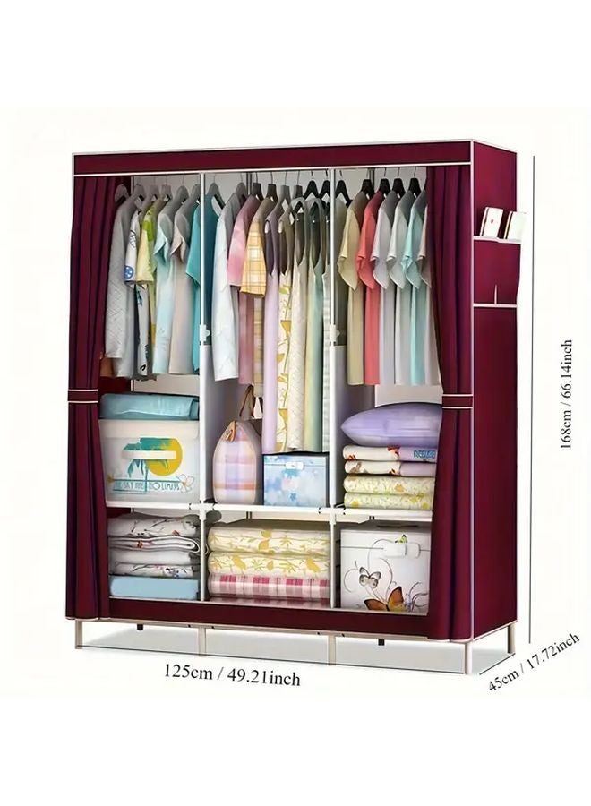 Medium Brown Portable Wardrobe Organizer 59 06 x 27 6 x 17 72 Inches Durable Metal Stand For Bedroom Closet Storage - Image 3